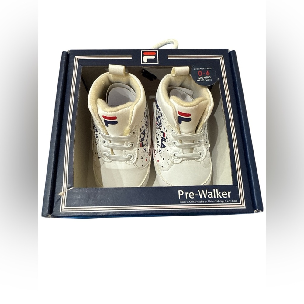 Fila Baby Shoes Sz 0-6 Months Pre-Walker Sneakers White Blue Red Infant Kicks